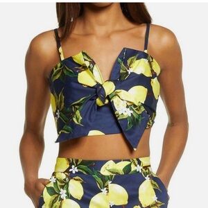English Factory Adjustable Strap Lemon Bustier Crop Top. Sz S. Like New!